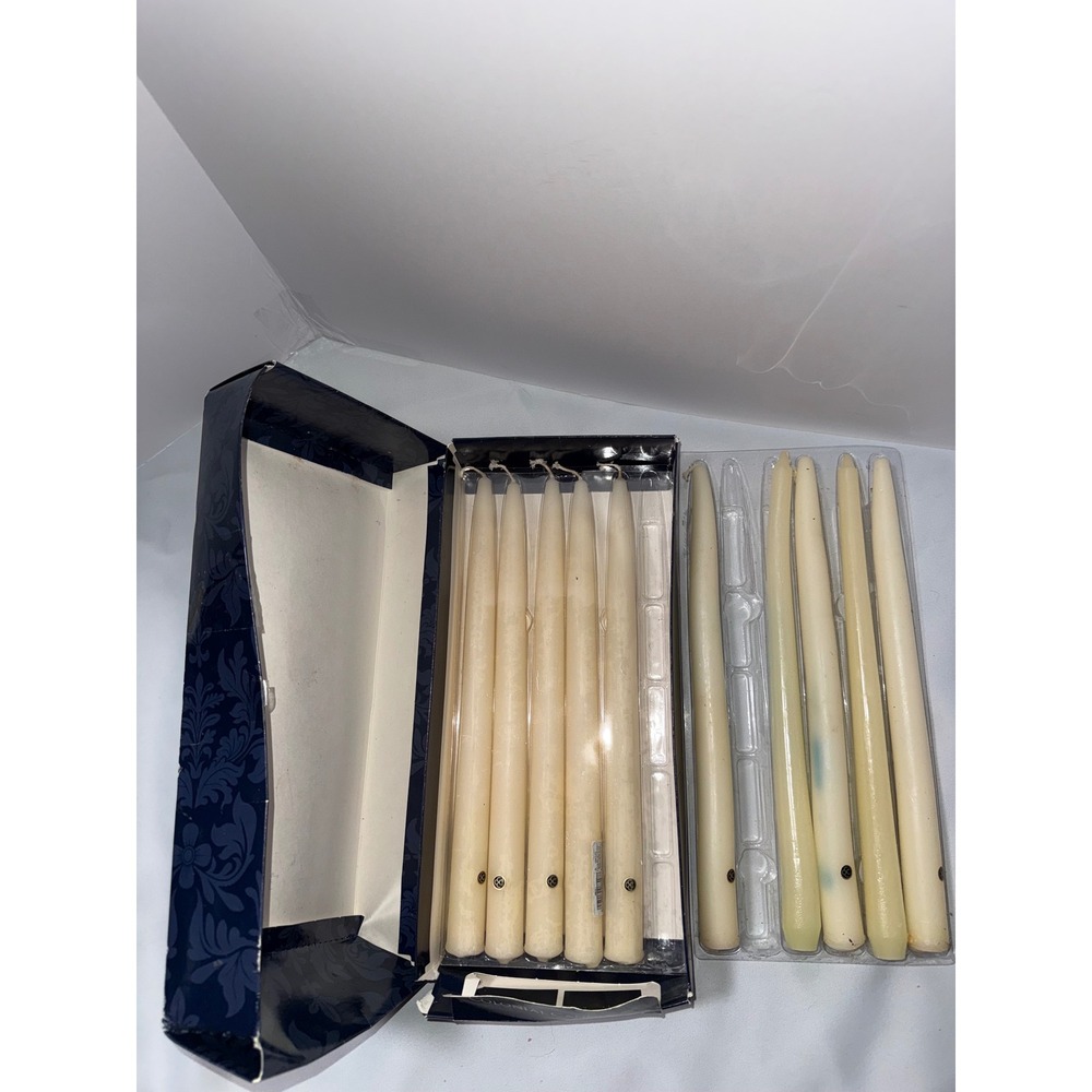 Colonial Candle 12in Handipt Taper Candles Cream Ivory Set of 9 Vintage Decor